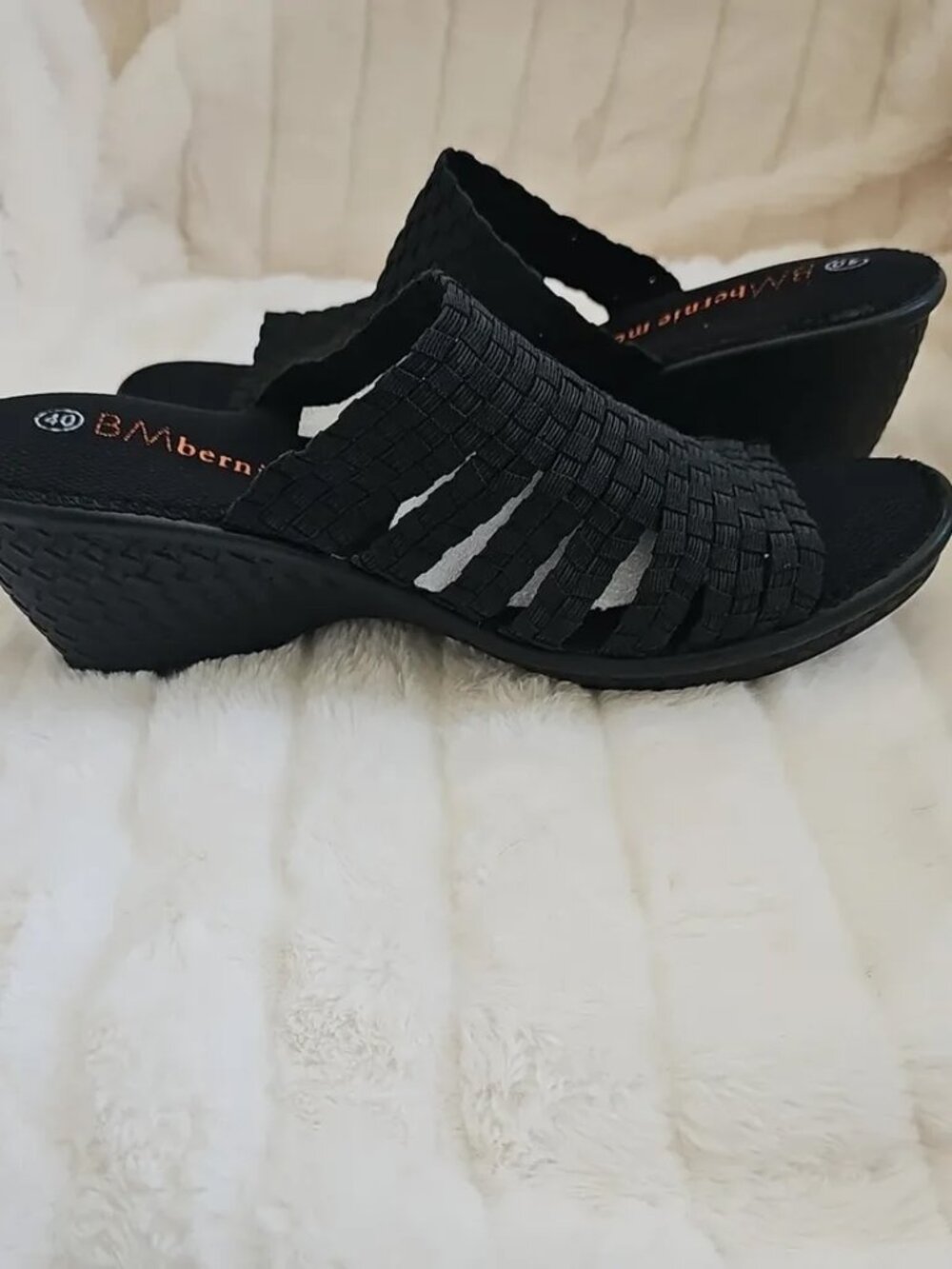 Bernie Mev "Kent" Woven Black Mules 2.5" Heel BRAND NEW Sz.40/10
